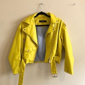 Zara Yellow Leather Jacket